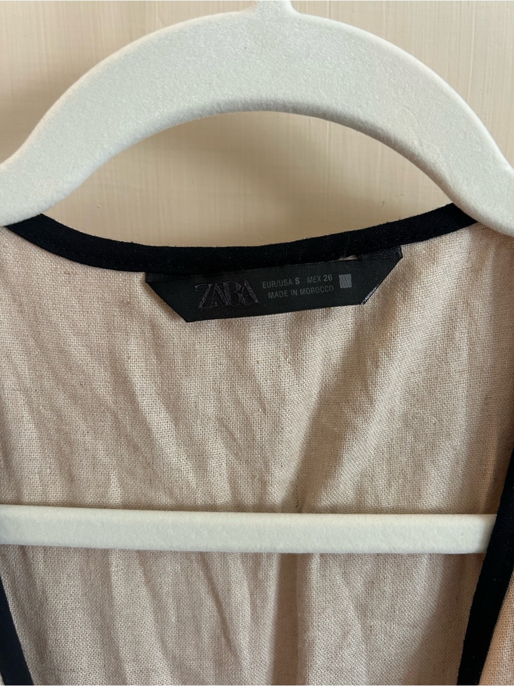 NWOT Zara Cream Midi Wrap Dress with Black Trim - Picture 5 of 6